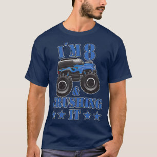 Kids Birthday 8 Years Old Monster Truck Children F T-Shirt
