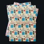 Kids Birthday Antique Robot Pattern Wrapping Paper Sheet<br><div class="desc">original illustrated pattern of an antique robot parts and electricity bolts; customize the background colours on three sheets</div>