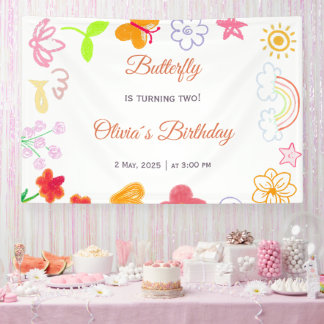 Kids Birthday Banner Purple & Yellow