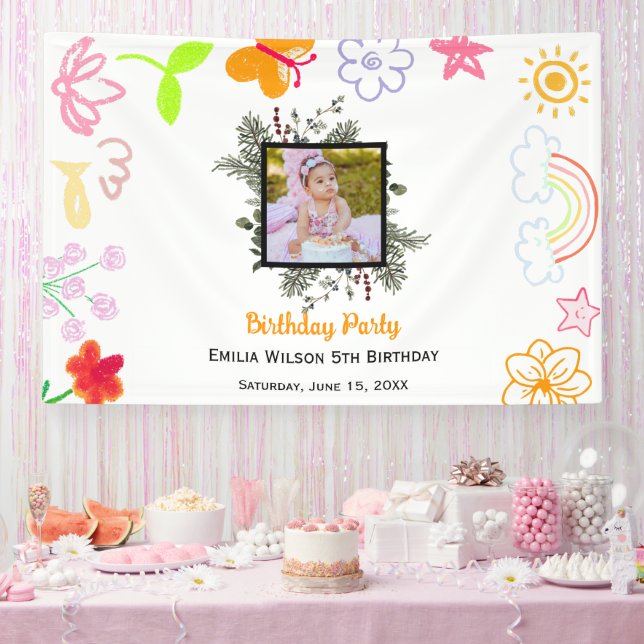 Kids Birthday Banner Yellow & Purple (Party)