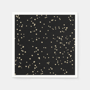Kid's Birthday Black Gold Glitter Paper Napkin