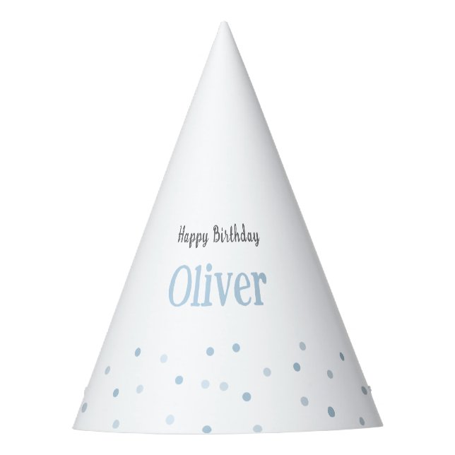Kids Birthday Blue Dots Custom Party Hat (Front)