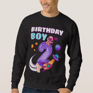 Kids Birthday Boy 2 Years Old Space Rocket Astrona Sweatshirt