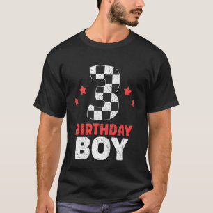 Kids Birthday Boy 3 Three Racing Flag 3rd Birthday T-Shirt