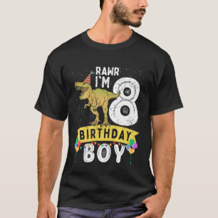Kids Birthday Boy 8 Rex Family Matching Dinosaur 8 T-Shirt