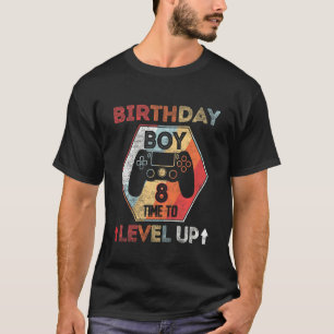 Kids Birthday Boy 8 Time To Level Up 8th Birthday T-Shirt