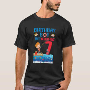 Kids Birthday Boy I Am O Fish Ally 7 Years Old 7th T-Shirt