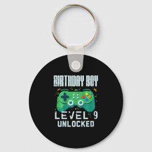 Kids Birthday Boy Level 9 Unlocked Gamer Controlle Keychain