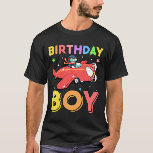 Kids Birthday Boy Pilot Penguin Airplane Birthday T-Shirt