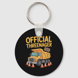 Kids Birthday Boy Three Years Old Threenager Const Keychain