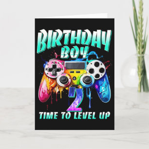 Kids Birthday Boy Time To Level Up Gamer Video Gam Card