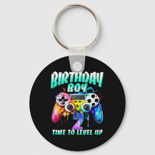 Kids Birthday Boy Time To Level Up Gamer Video Gam Keychain