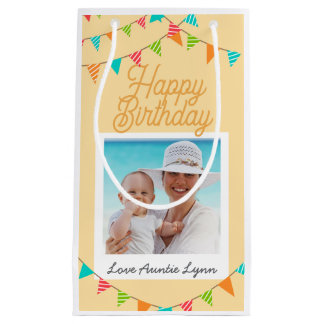 Kids Birthday Bunting Custom Photo Personalised Small Gift Bag