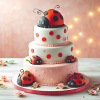 KIDS BIRTHDAY CAKE WITH LADY BUG ON TOP