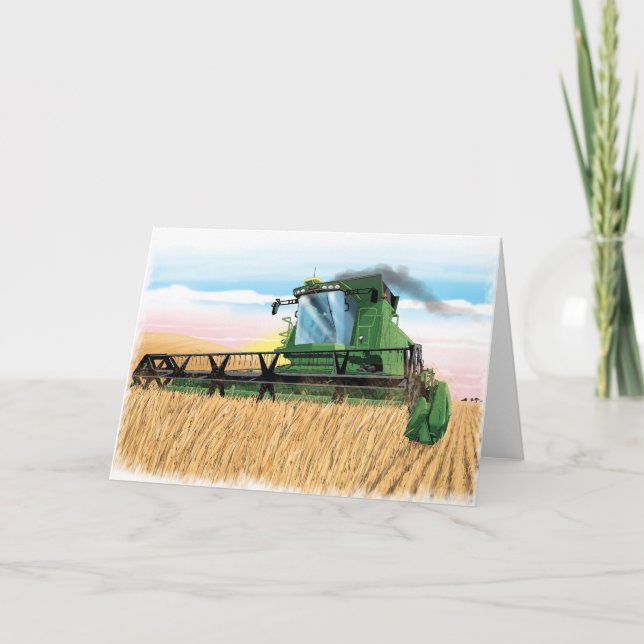 kids birthday card with combine harvester (Front)