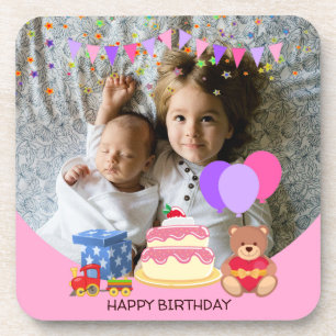 Kids birthday celebration personalized photo Coaster