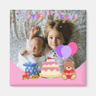 Kids birthday celebration personalized photo Magnet