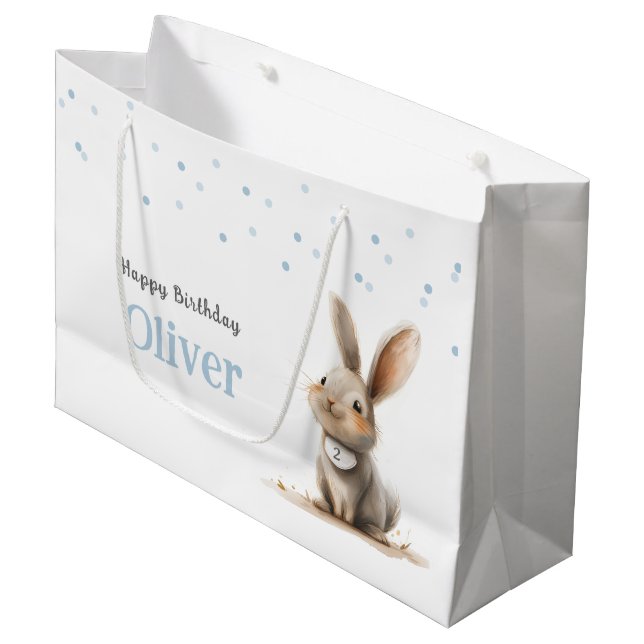 Kids Birthday Cute Bunny  Large Gift Bag (Front Angled)