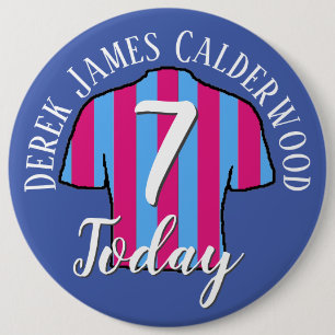 Kids Birthday Football Shirt Design to Personalise 6 Inch Round Button