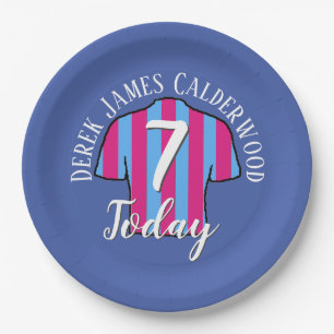 Kids Birthday Football Shirt Design to Personalise Paper Plate