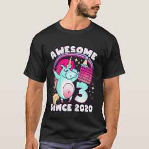 Kids Birthday girl 3 years old, born 2020, Unicorn T-Shirt