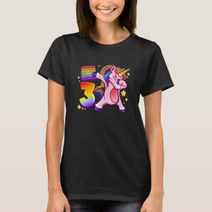 Kids Birthday girl 3 years old, Unicorn, Pop It, N T-Shirt