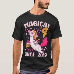 Kids Birthday girl 4 years old, born 2019, Unicorn T-Shirt