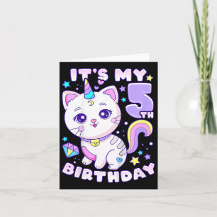 Kids Birthday Girl 5 Years Old Card