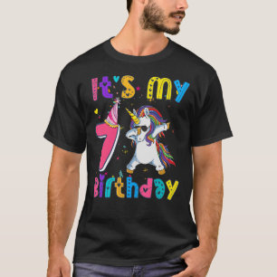 Kids birthday girl  Unicorn 7th i'm 7 years old de T-Shirt