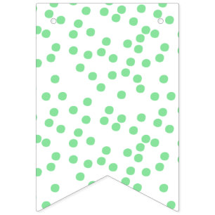 Kids Birthday - Green Polkadots Pattern Bunting Flags