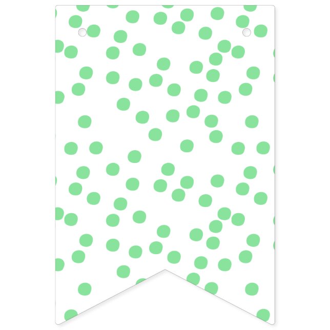 Kids Birthday - Green Polkadots Pattern Bunting Flags (First Flag)