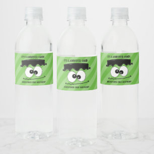 Kids Birthday Halloween Party Labels, Frankenstein Water Bottle Label