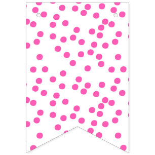 Kids Birthday - Hot Pink Polkadots Pattern Bunting Flags