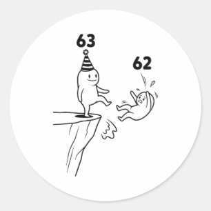 Kids Birthday Humor 63 Year Old 63rd Party Born 19 Classic Round Sticker