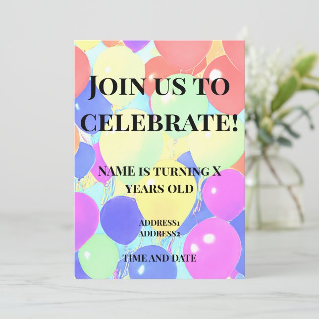 kids birthday invitation (Standing Front)