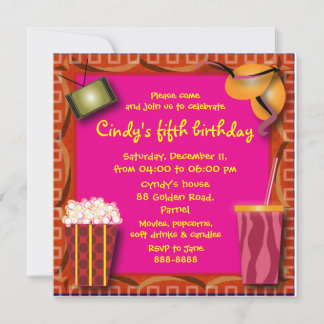 Kids Birthday Invitation 038: Popcorn & Soft drink