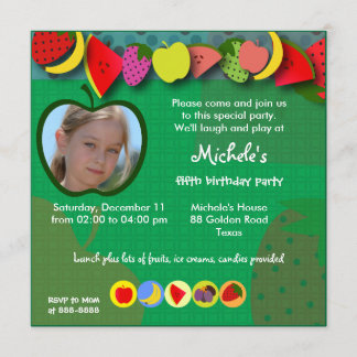 Kids birthday invitation 045: fruits