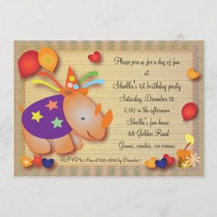 Kids Birthday Invitation 051: Rhino