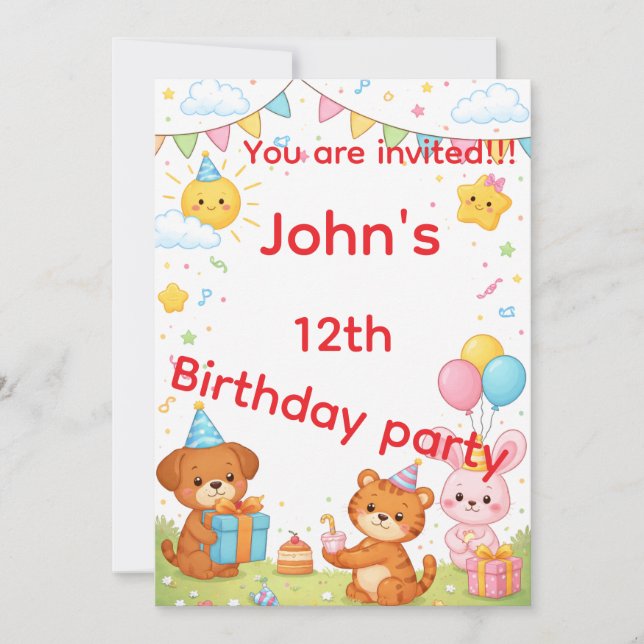 Kids birthday invitation card (Front)