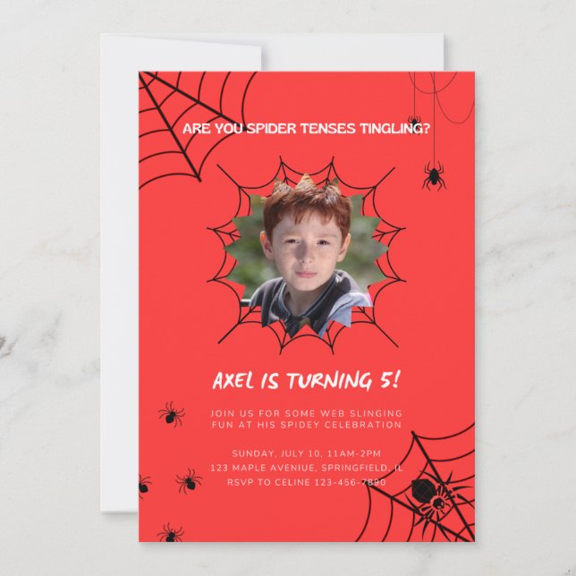 Kids Birthday Invitation - Spidey Theme (Front)