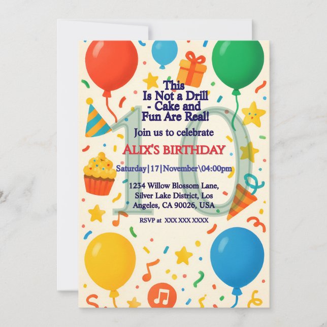 Kids Birthday Invite – Balloons & FunInvitation (Front)