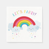 KIDS BIRTHDAY LET'S PARTY bright colours rainbow