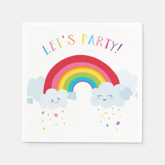 KIDS BIRTHDAY LET'S PARTY bright colours rainbow Napkin