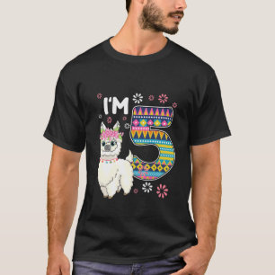 Kids Birthday Llama I'm 5 Year Old Girl Theme 5Th T-Shirt