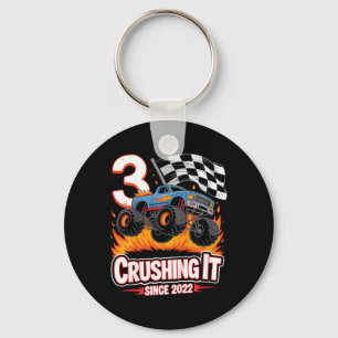 Kids Birthday Monster Truck 3 Year Old Boys 3rd Pa Keychain