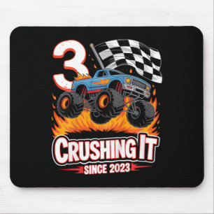 Kids Birthday Monster Truck 3 Year Old Boys 3rd Pa Mouse Pad