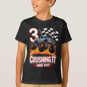 Kids Birthday Monster Truck 3 Year Old Boys 3rd Pa T-Shirt