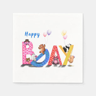 Kids Birthday Napkins Happy Bears Party