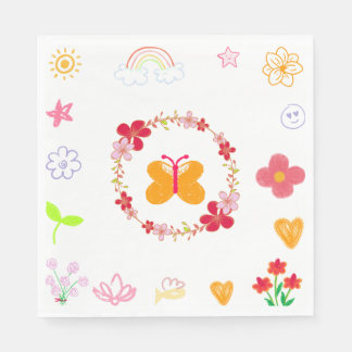 Kids Birthday Napkins in Yellow & Purple