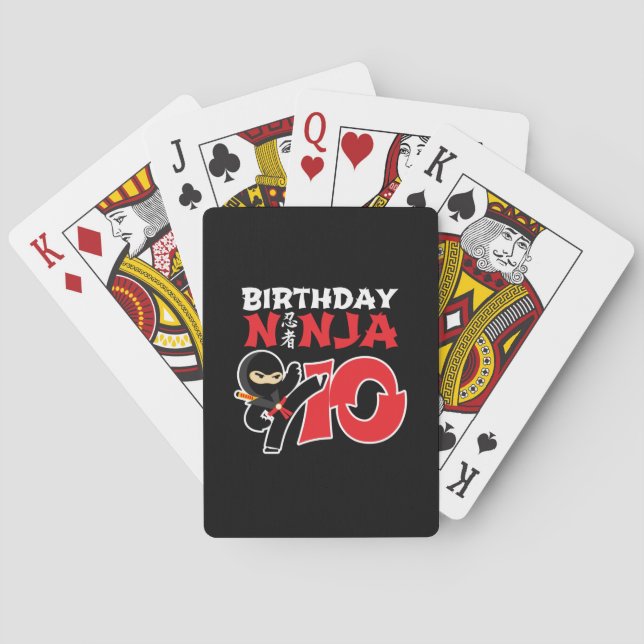 Kids Birthday Ninja - 10 Year Old Party Theme Playing Cards (Back)
